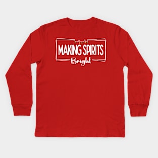 Making Spirits Bright (White) Kids Long Sleeve T-Shirt